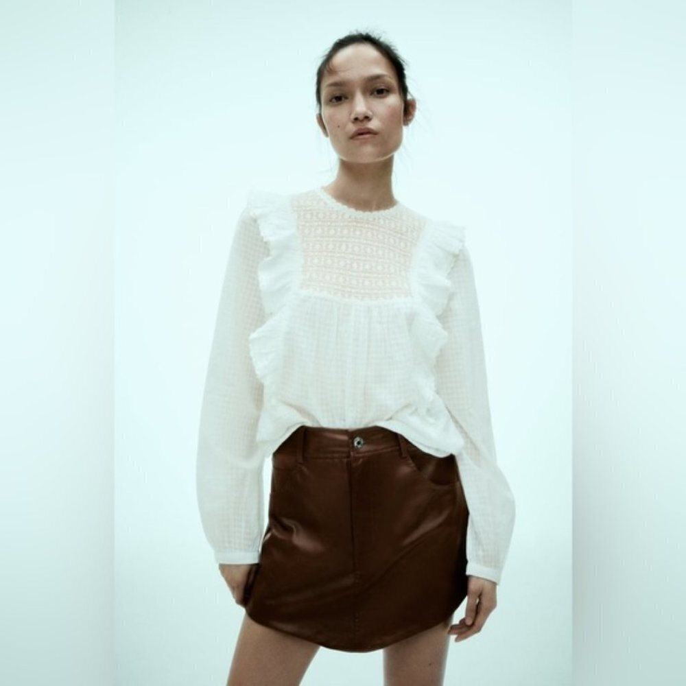 NWT Zara ruffle coastal cowgirl blouse XL